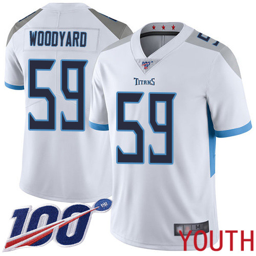 Tennessee Titans Limited White Youth Wesley Woodyard Road Jersey NFL Football #59 100th Season Vapor Untouchable